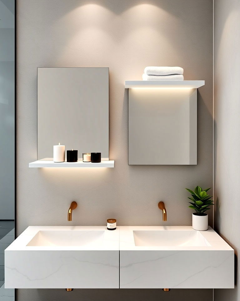 elegant marble floating shelves - 20 Luxury Marble Bathroom Ideas