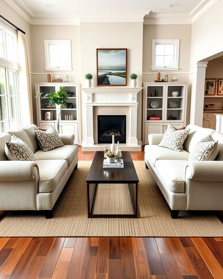 elegant matching sofas for balance - 15 Symmetrical Living Room Ideas