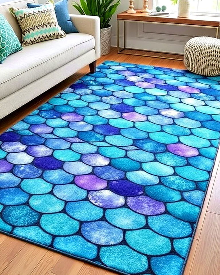 elegant mermaid scale rug - 20 Mermaid Room Ideas