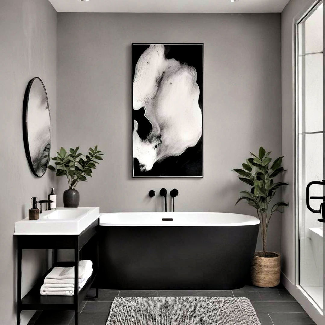 elegant minimalist art - 20 Black and Grey Bathroom Ideas