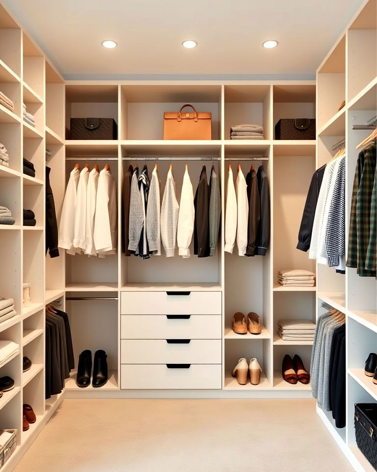elegant minimalist open closet system - 30 Dressing Room Ideas