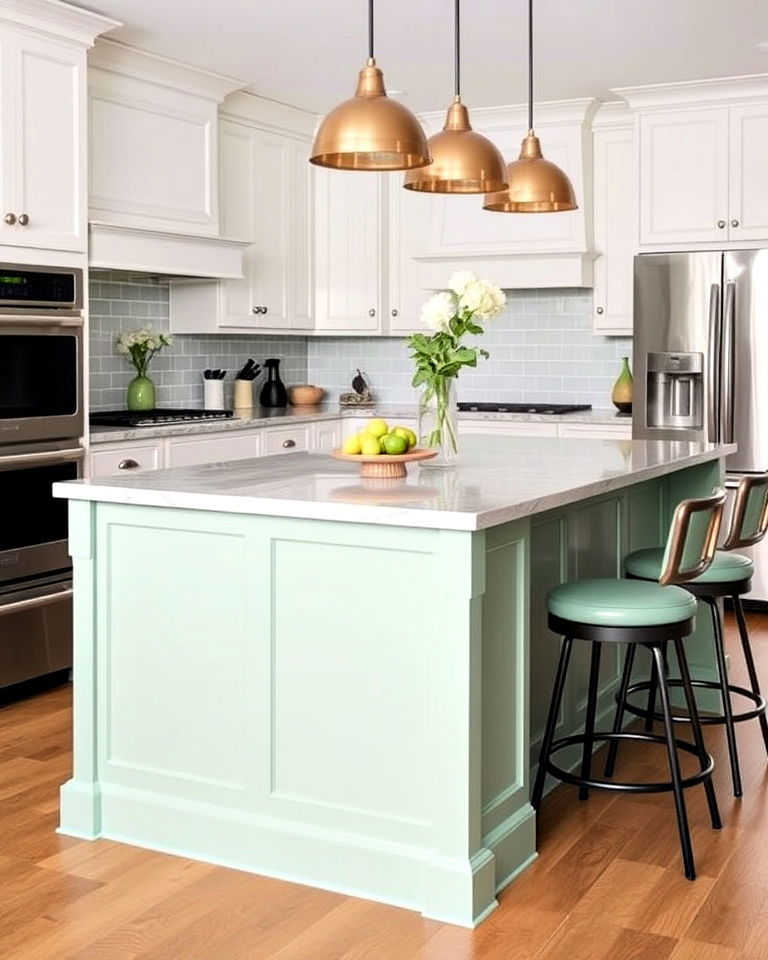 elegant mint green kitchen island - 30 Mint Green Kitchen Ideas
