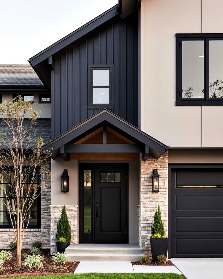 elegant monochromatic color scheme - 30 Transitional Home Exterior Ideas