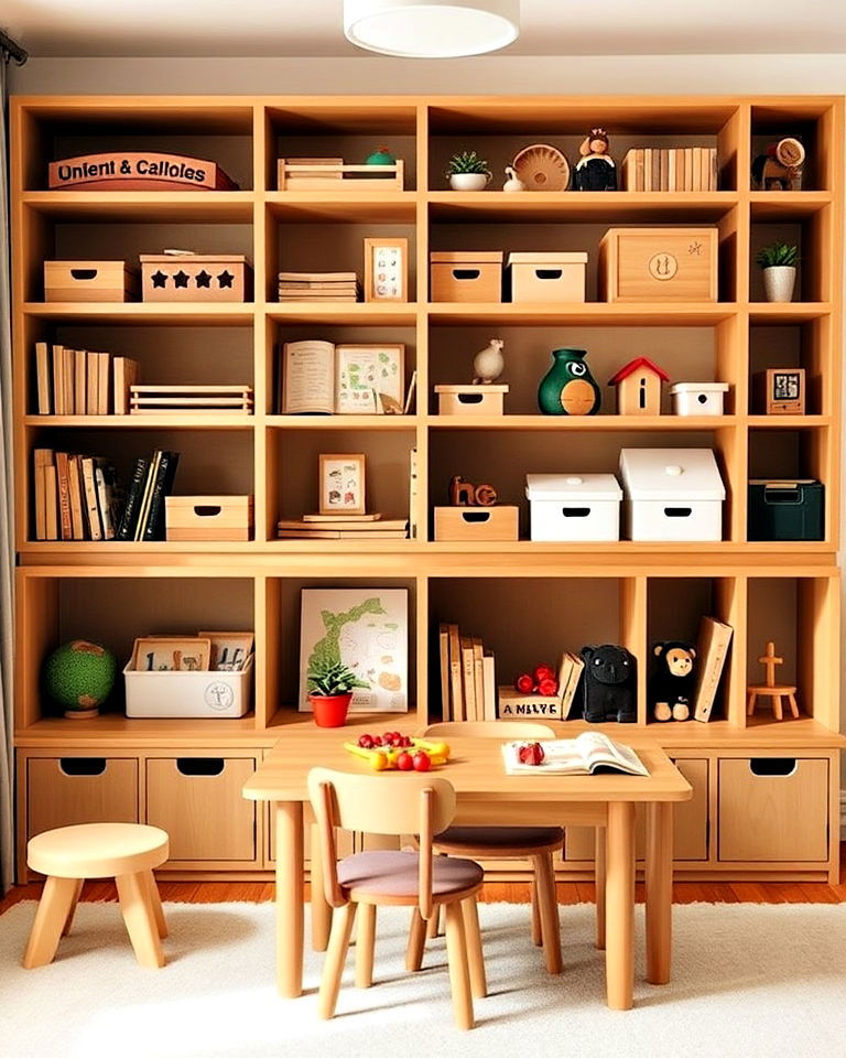 elegant montessori inspired play area - 40 Toddler Room Ideas