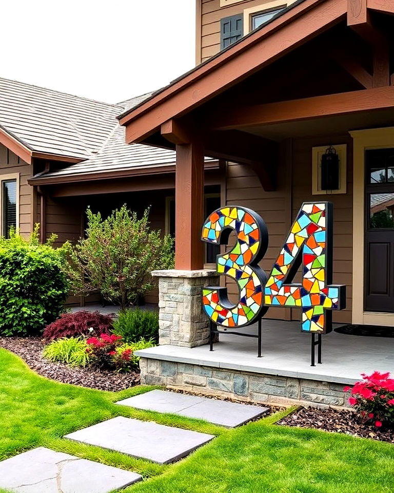 elegant mosaic house numbers - 40 House Number Ideas