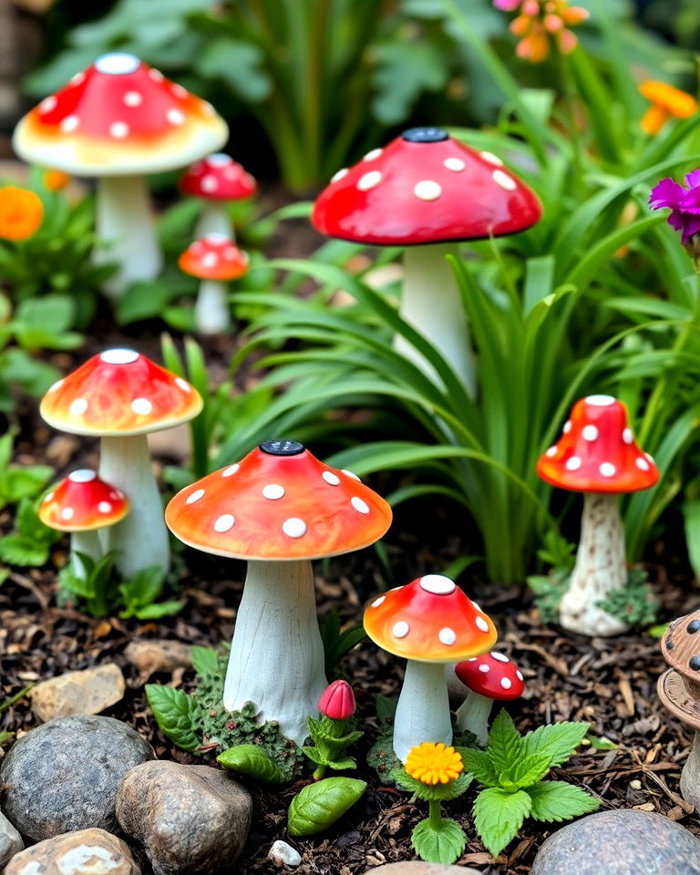 elegant mushroom shaped garden decor - 20 Fairytale Garden Ideas