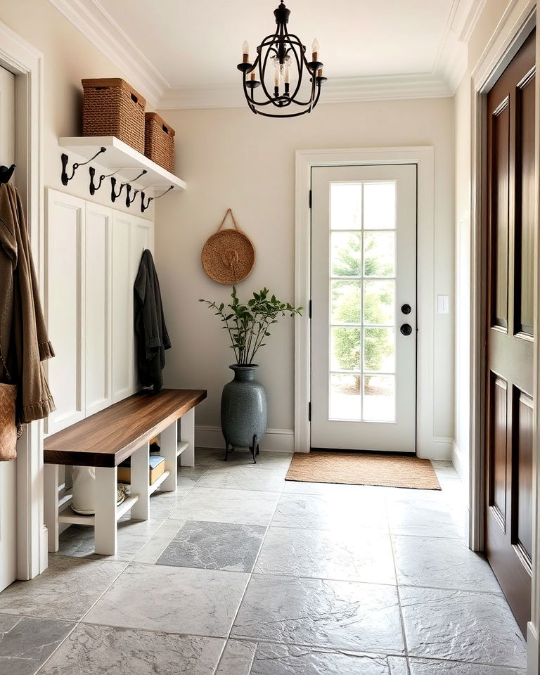 elegant natural stone flooring for mudroom - 15 Mudroom Floor Ideas