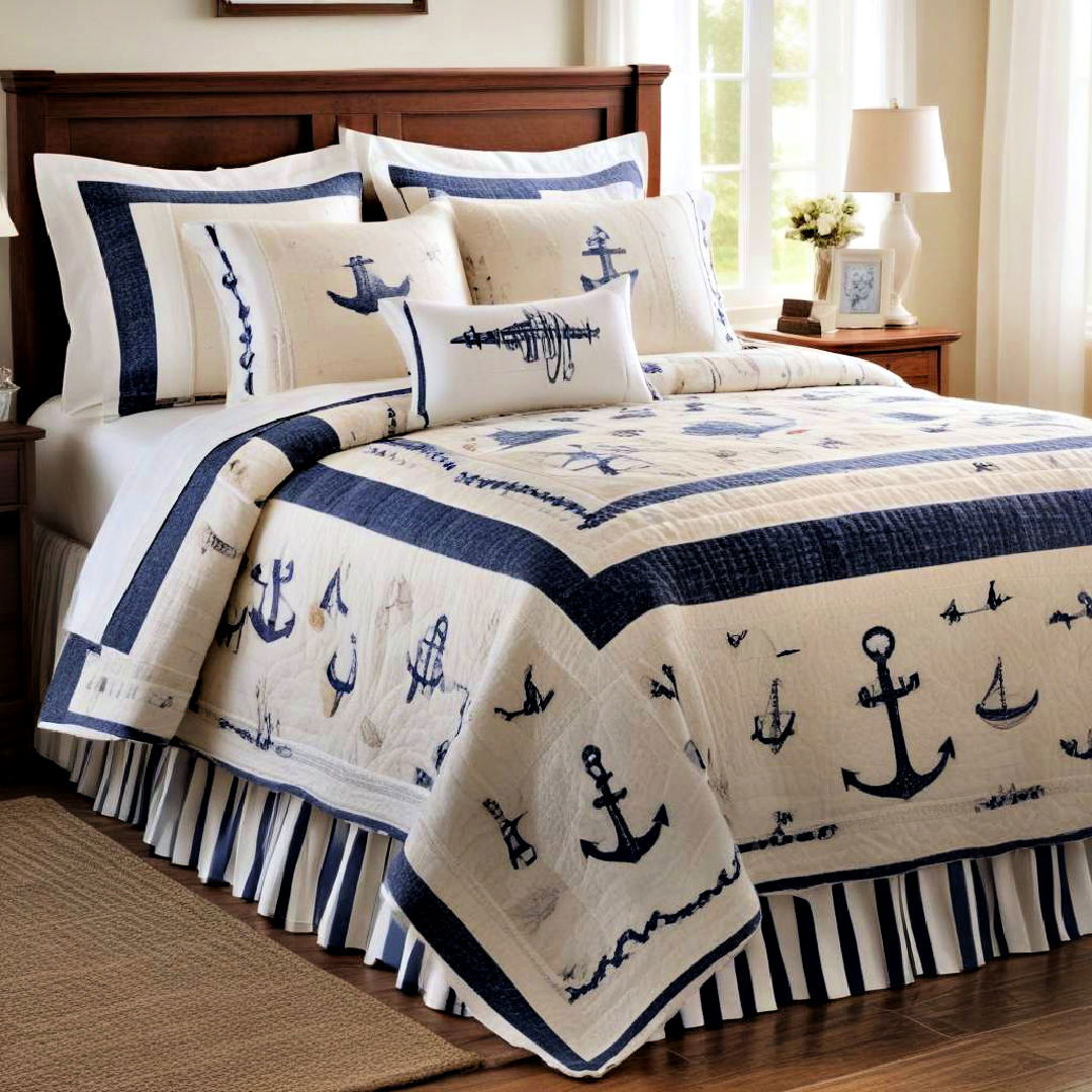 elegant nautical quilt and bedspread - 25 Nautical Decor Ideas