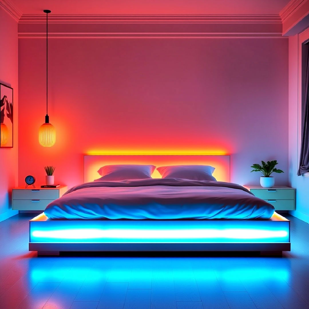 elegant neon bed frame - 30 Neon Bedroom Ideas
