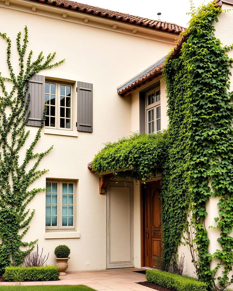 elegant neutral toned stucco walls - 30 Traditional French Country House Exterior Ideas