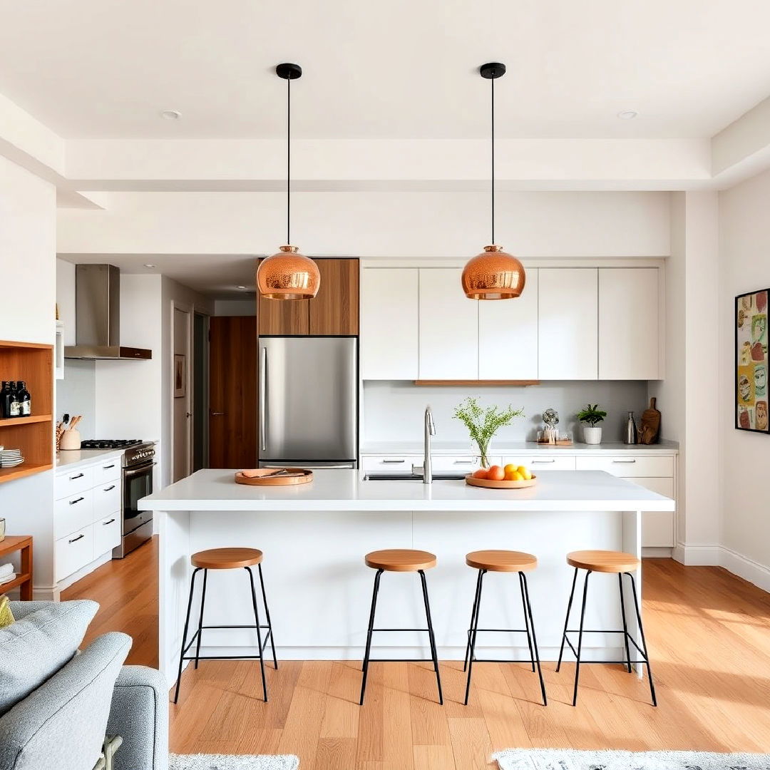 elegant open concept kitchen with island - 15 Townhouse Kitchen Ideas