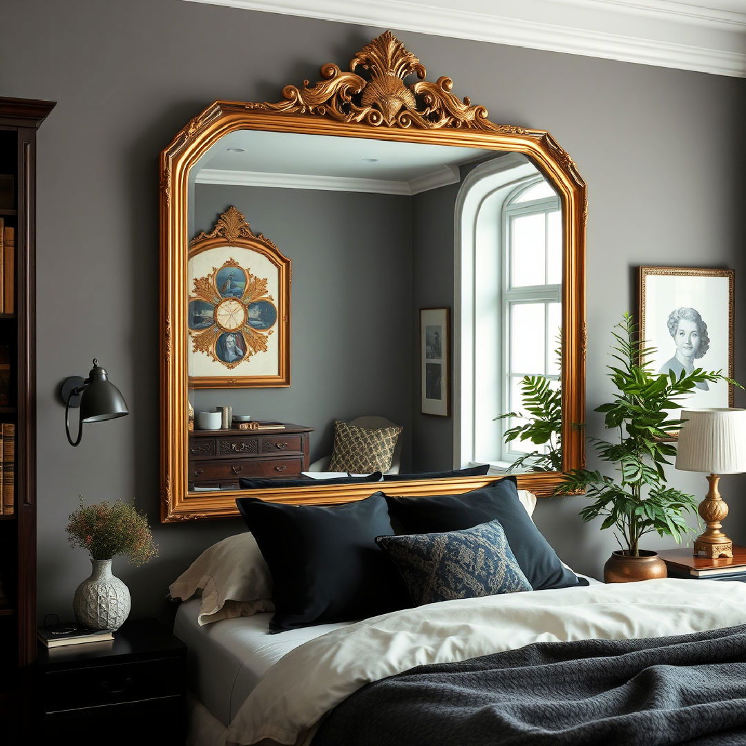 elegant ornate gold framed mirror - 25 Dark Academia Bedroom Ideas