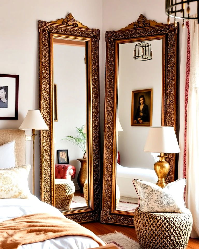 elegant oversized mirrors with ornate frames - 20 Bohemian Moroccan Bedroom Ideas