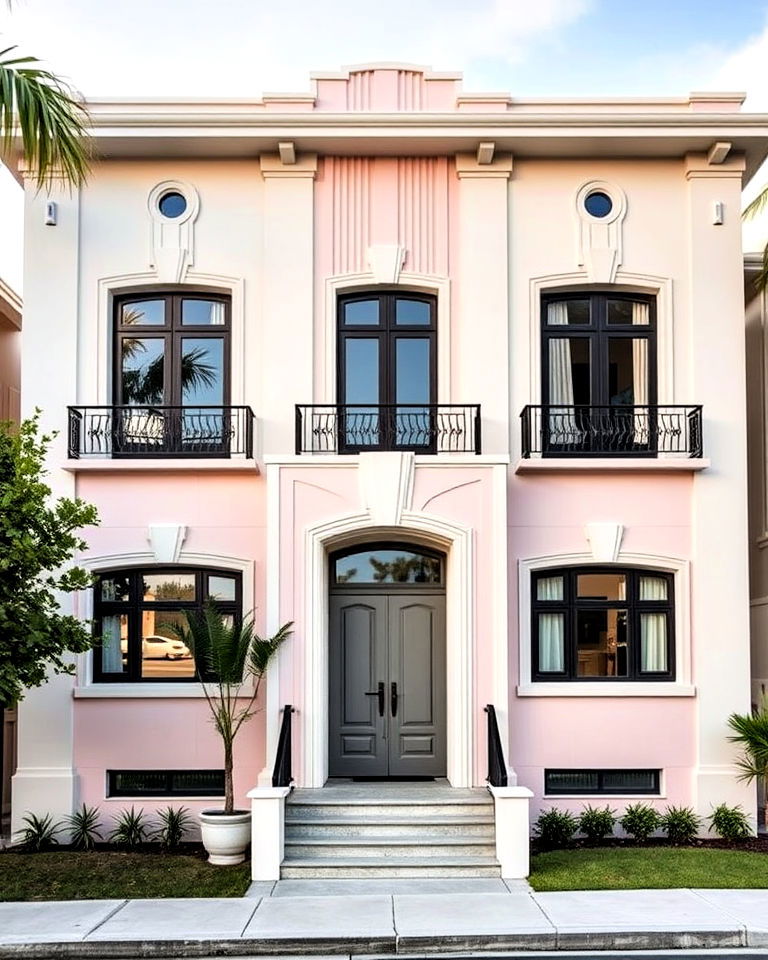 elegant pastel and muted color palettes - 15 Art Deco House Exterior Ideas