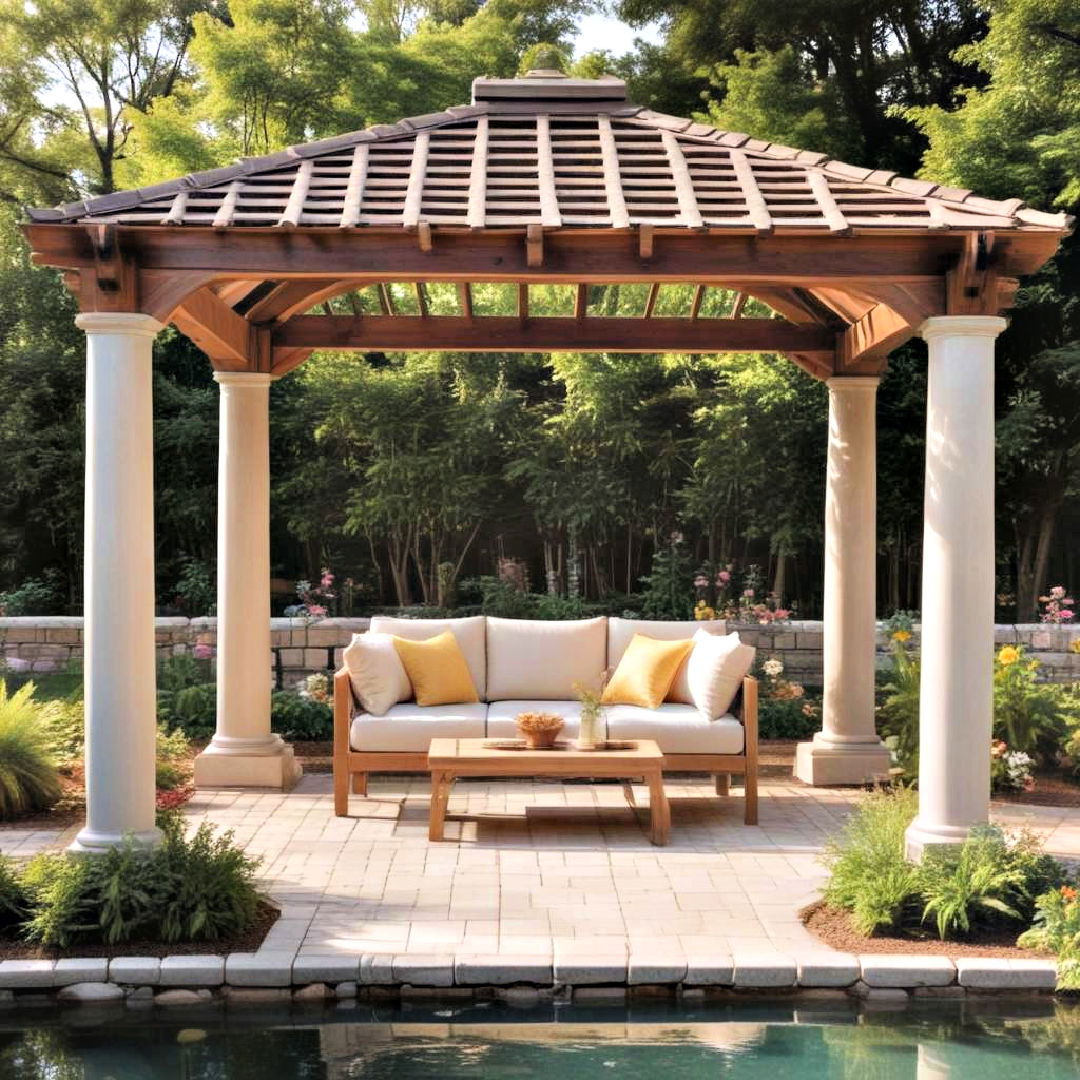 elegant pergola style gazebo - 15 Pool Gazebo Ideas