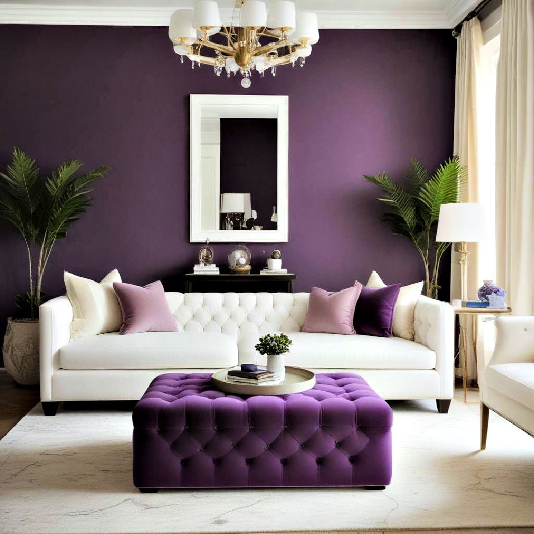 elegant purple ottoman - 25 Purple Living Room Ideas