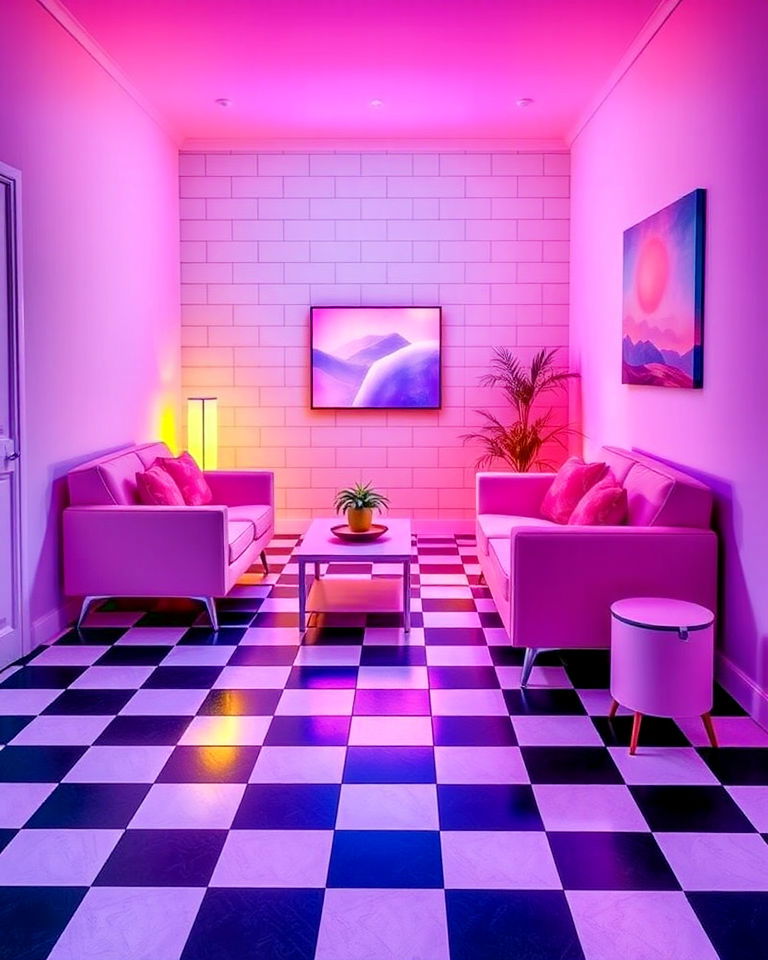 elegant retro inspired flooring - 20 Vaporwave Room Ideas