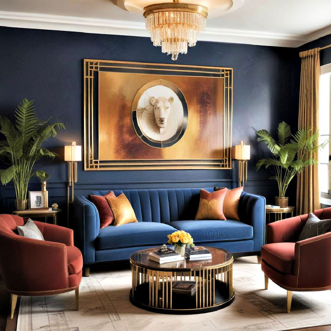 elegant rich color palettes - 25 Art Deco Living Room Ideas