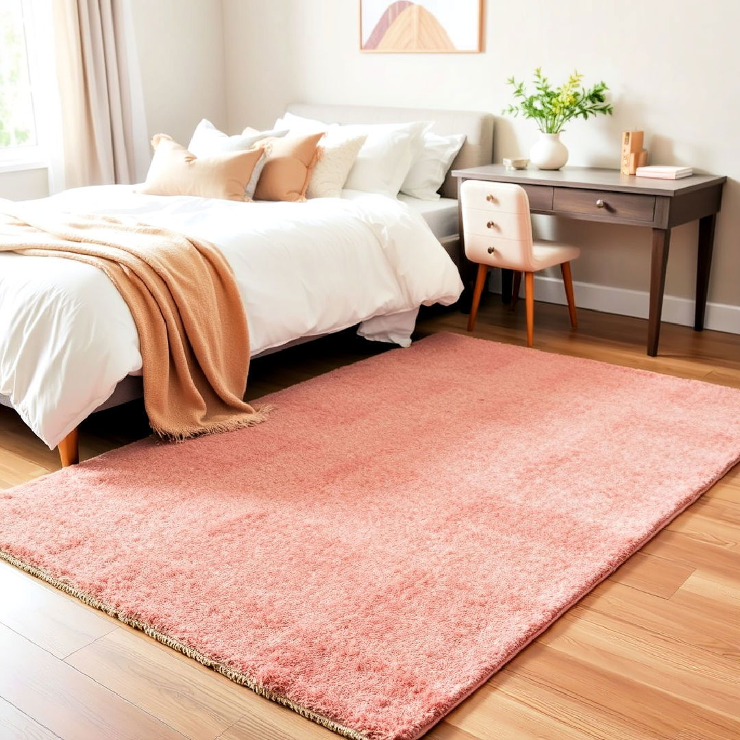 elegant rose gold toned rug - 15 Rose Gold Bedroom Ideas