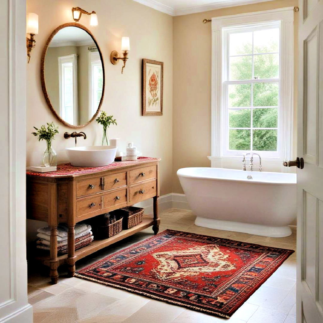 elegant rug for bathroom decor - 40 Bathroom Decor Ideas