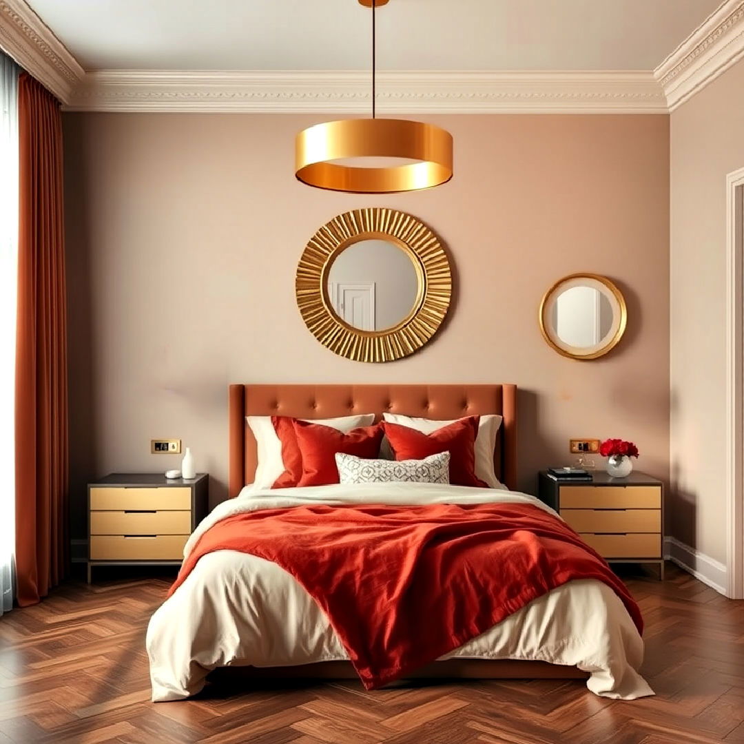 elegant rust and gold accent - 15 Rust Bedroom Ideas
