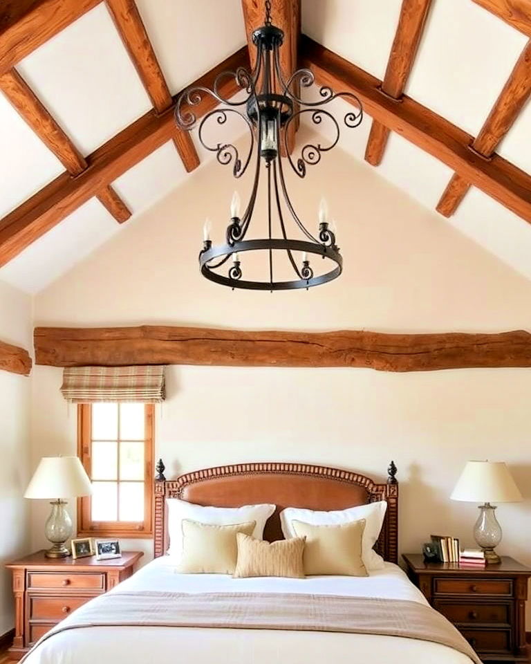 elegant rustic wooden beams - 20 Tuscan Bedroom Ideas