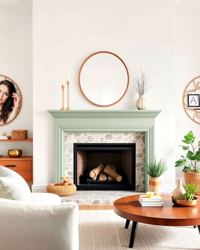 elegant sage green mantel - 15 Sage Green Fireplace Ideas