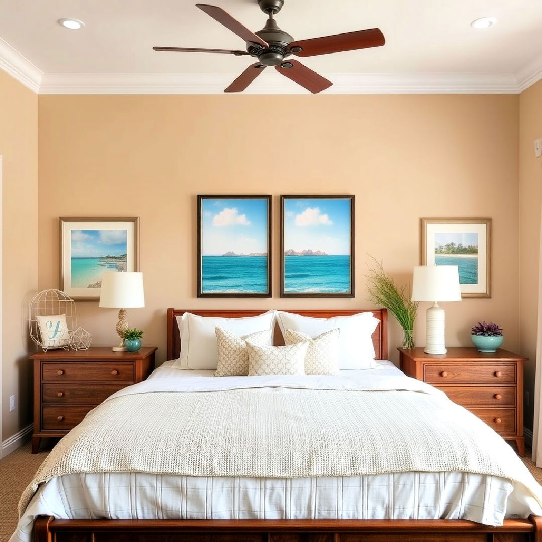 elegant sandy beige walls for coastal warmth - 40 Ocean-themed Bedroom Ideas