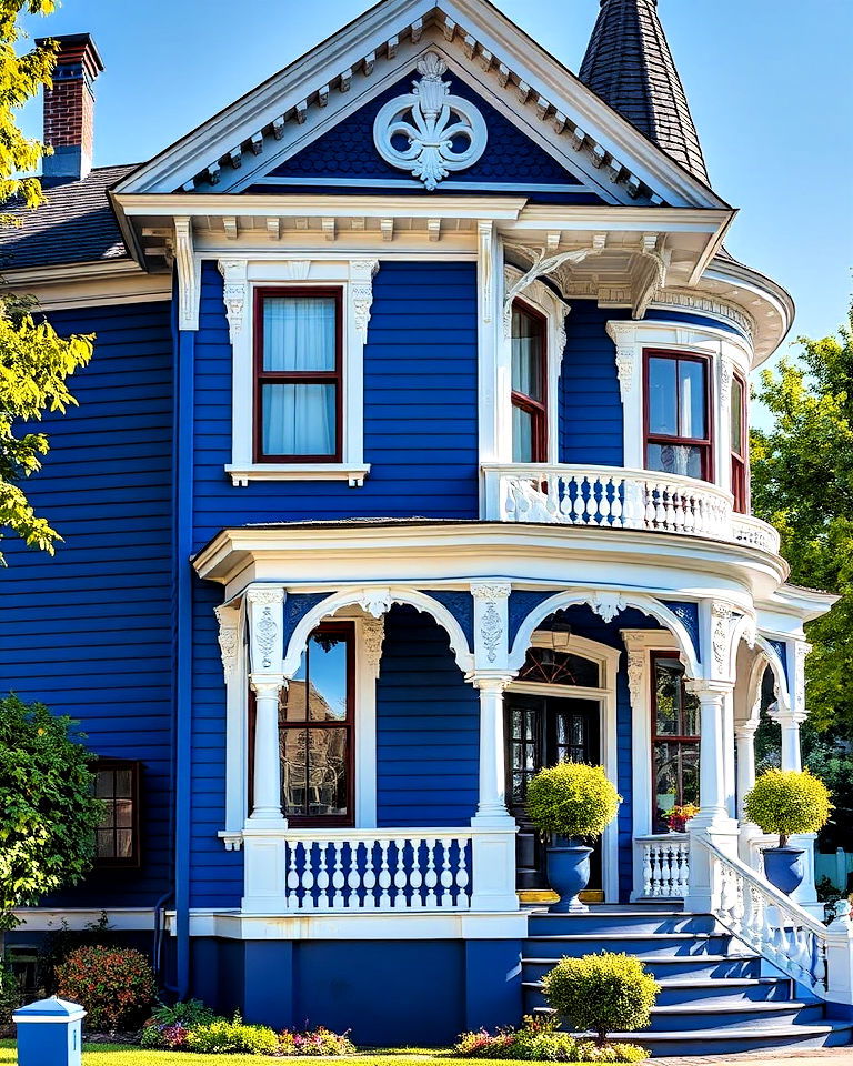 elegant sapphire blue for luxurious look - 15 Blue Victorian House Colors