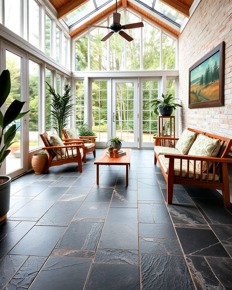 elegant slate floor tiles - 15 Sunroom Tile Floor Ideas
