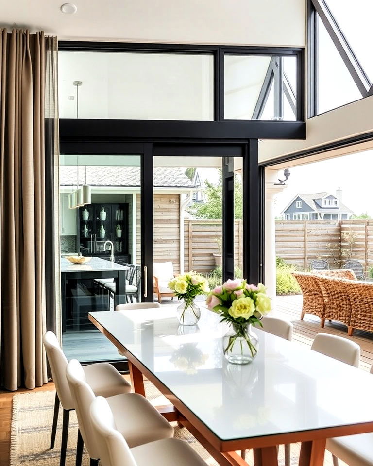 elegant sliding glass doors window - 25 Dining Room Window Ideas