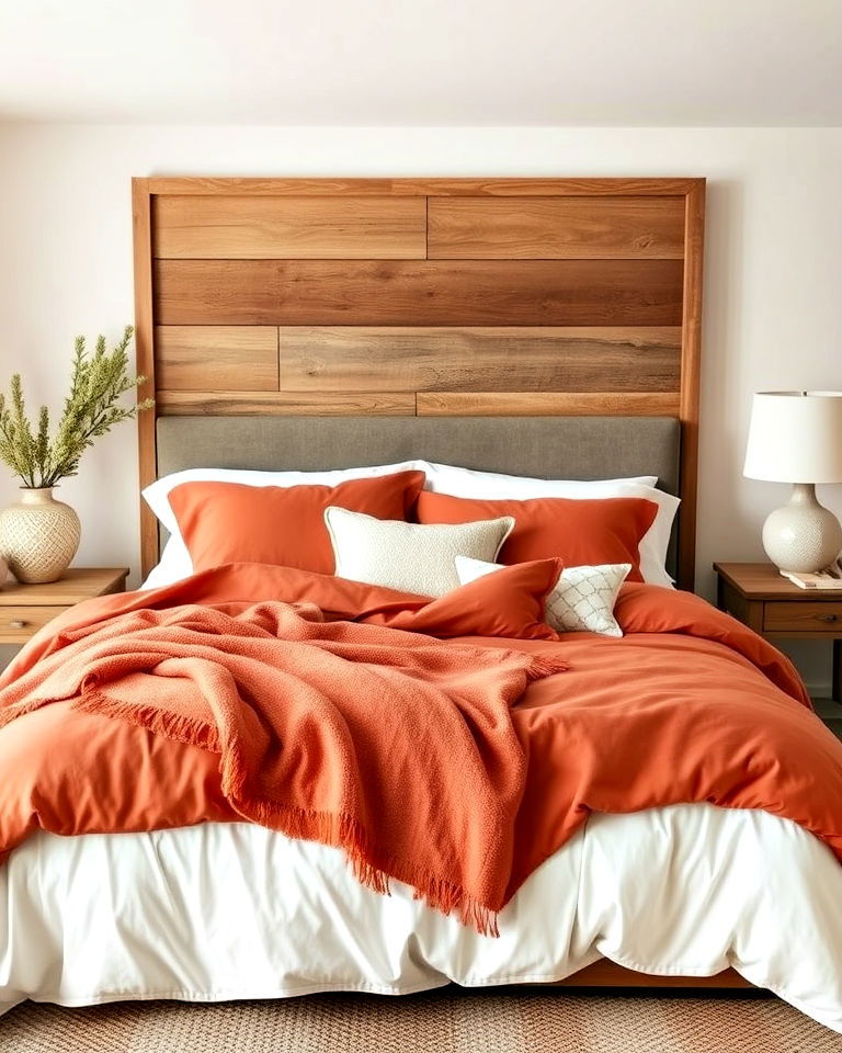 elegant terracotta toned bedding - 20 Terracotta Bedroom Ideas