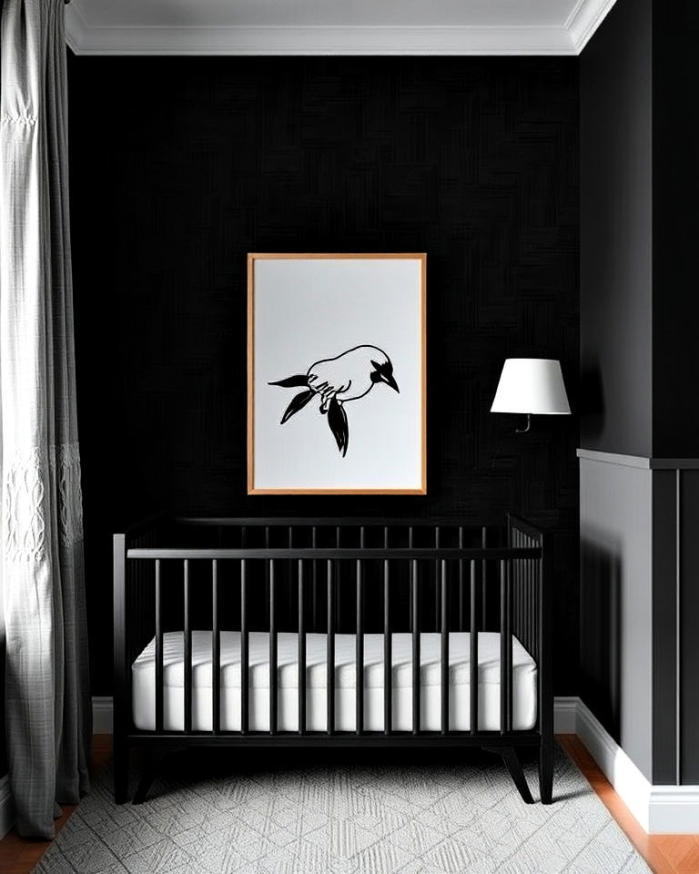 elegant textured black wallpaper - 25 Black Nursery Ideas