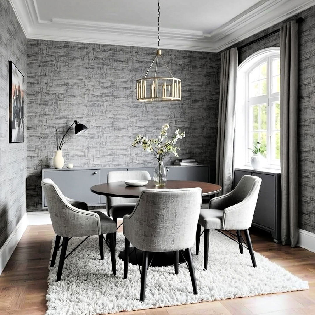 elegant textured gray accents - 25 Gray Dining Room Ideas