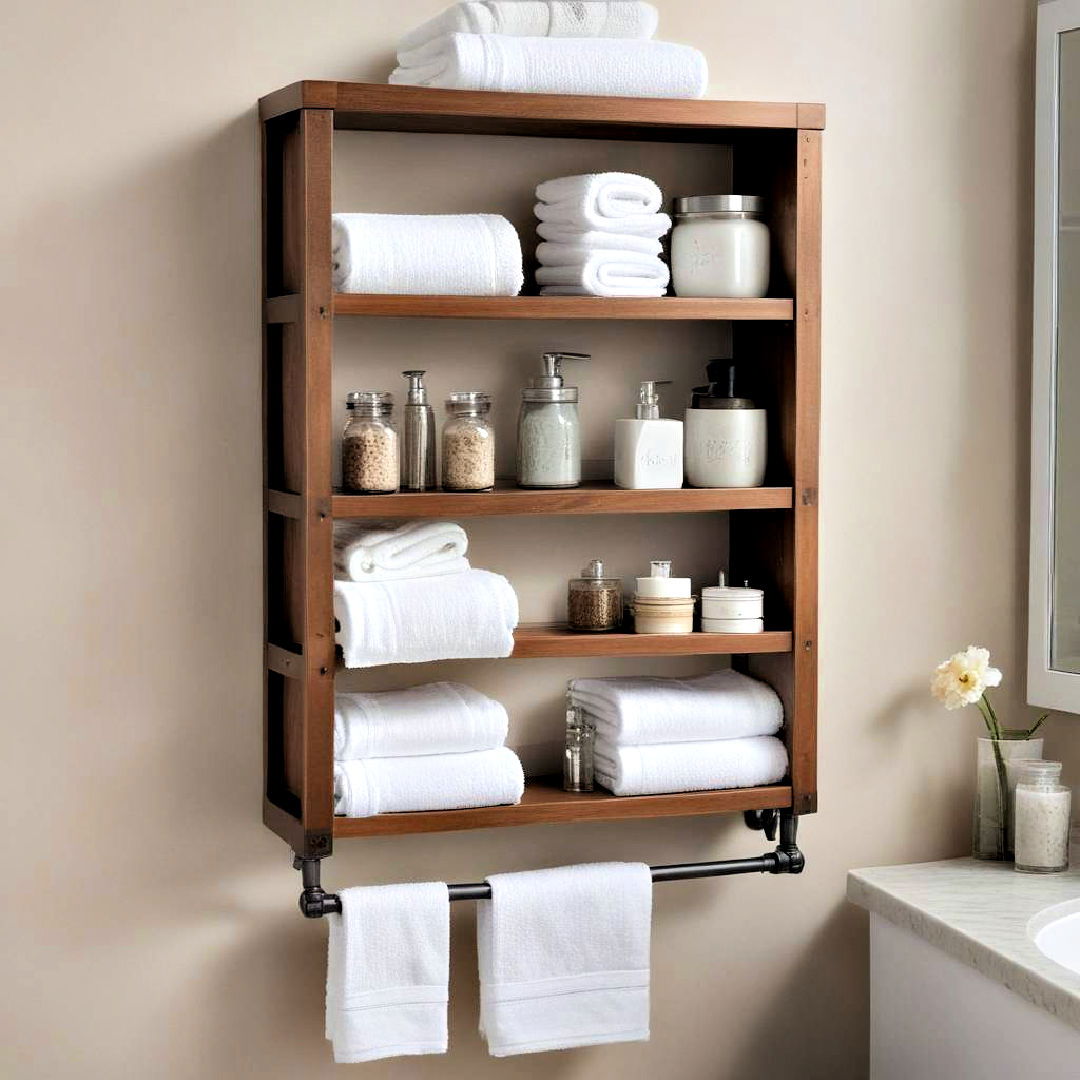elegant towel rack with shelves - 15 Bathroom Wall Storage Ideas