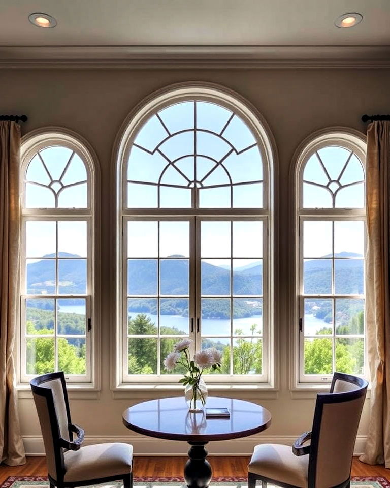 elegant triple arch set window - 30 Arch Window Design Ideas