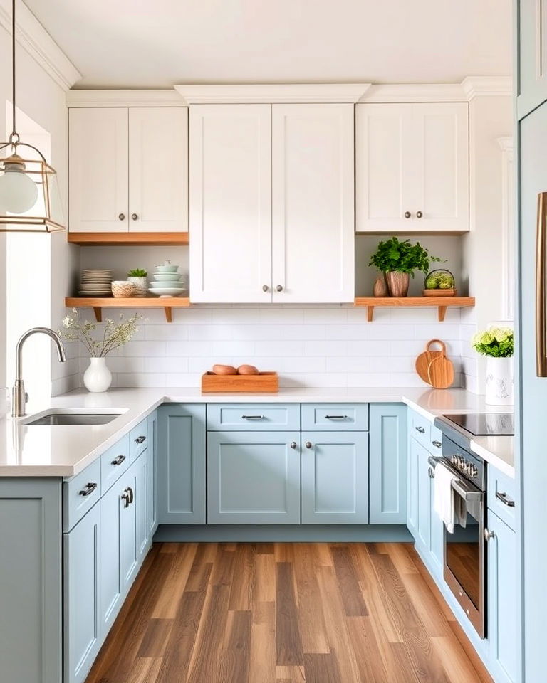 elegant two tone kitchen cabinets - 20 Light Blue Kitchen Cabinets Ideas