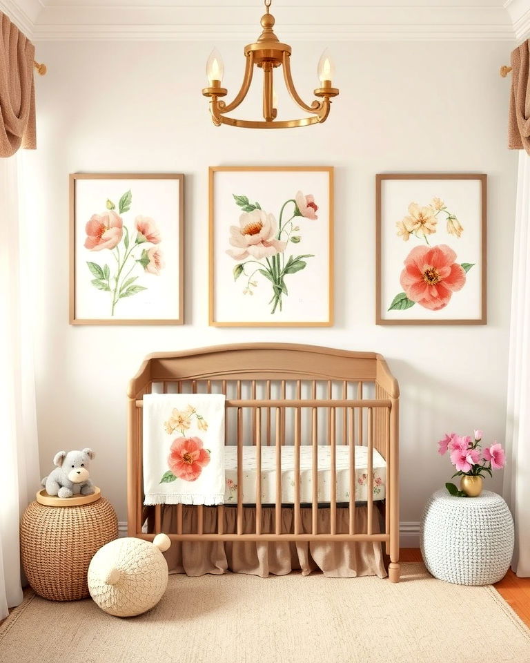 elegant vintage floral art prints - 15 Floral Nursery Ideas