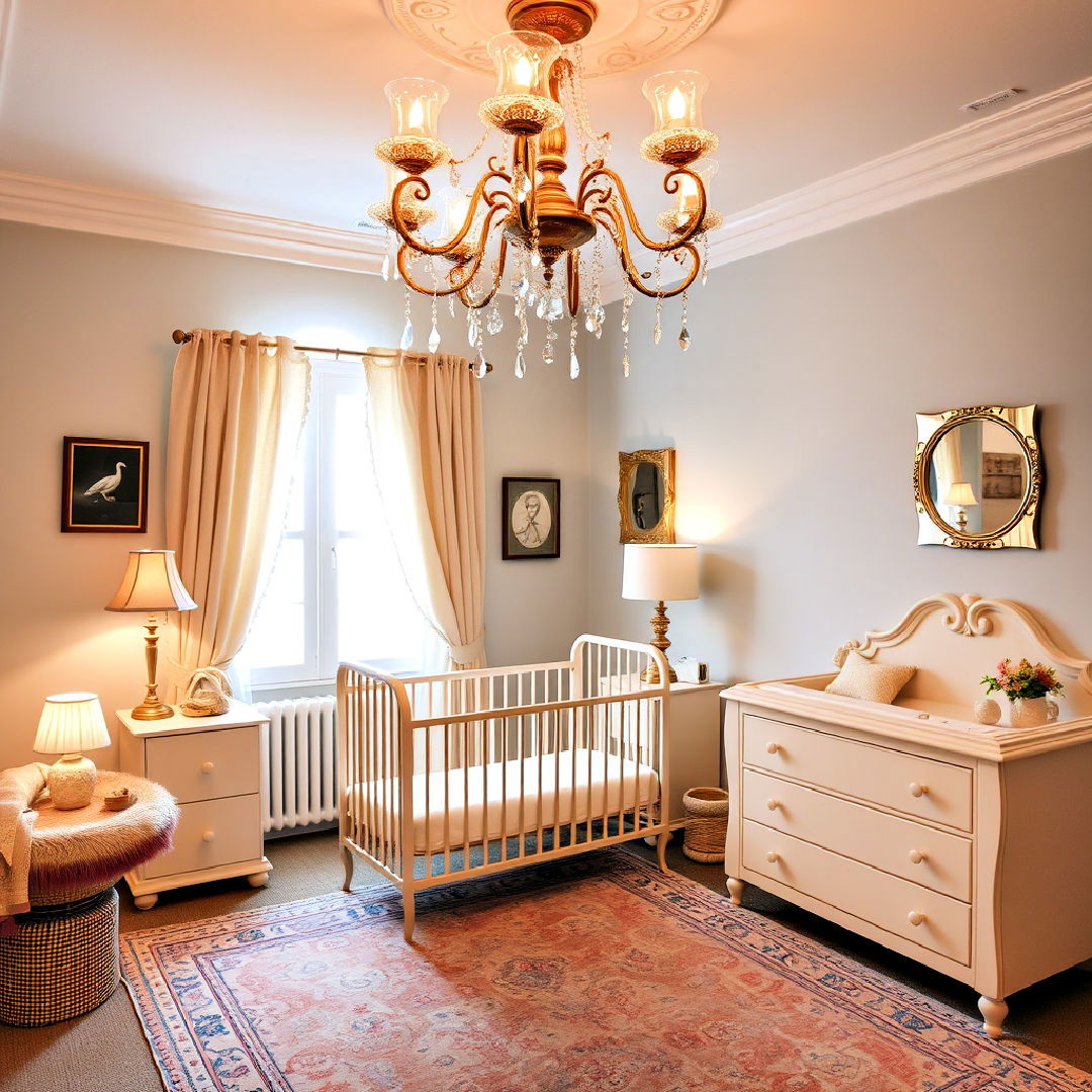 elegant vintage inspired lighting - 25 Vintage Nursery Ideas