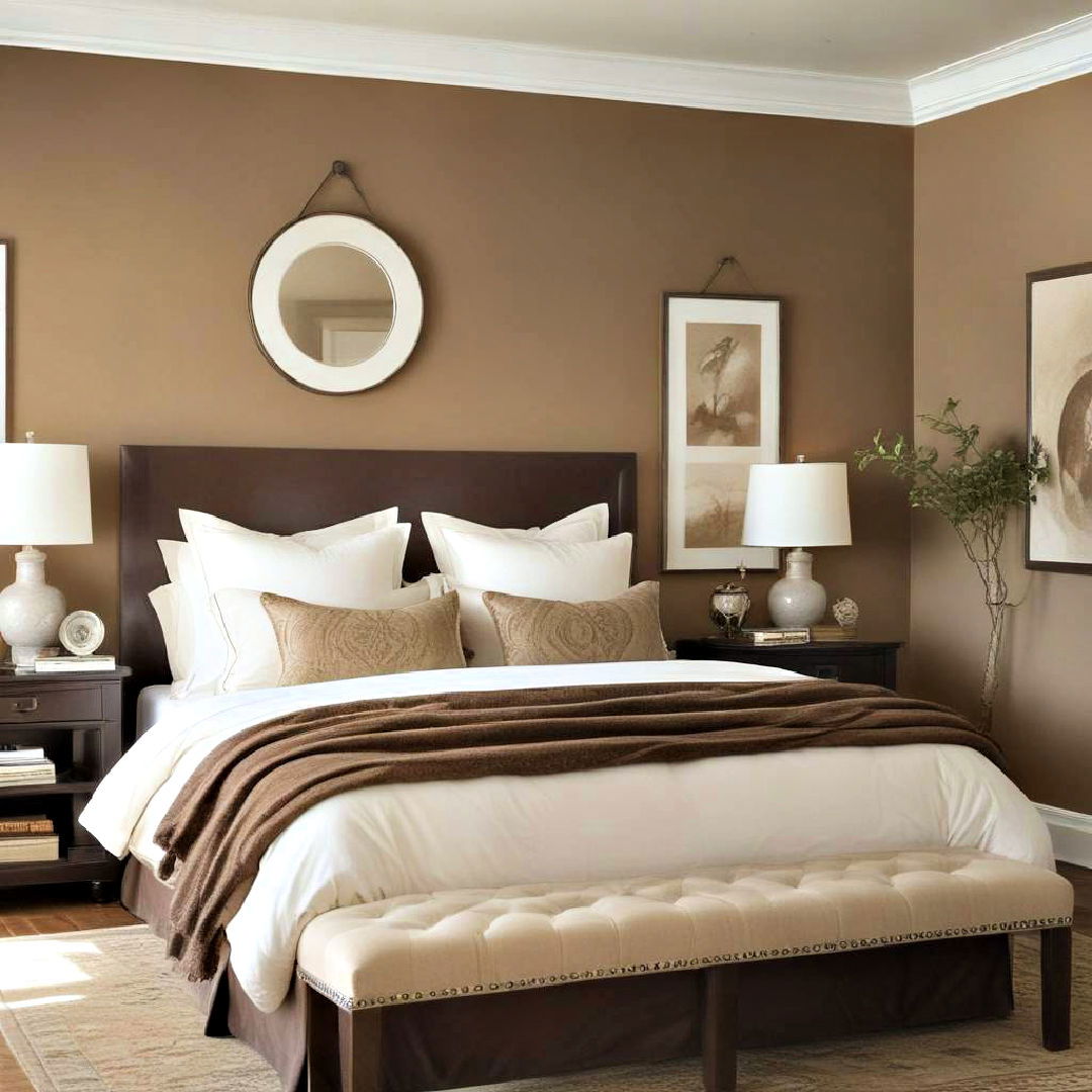 elegant warm earth tone walls - 25 Brown Bedroom Ideas