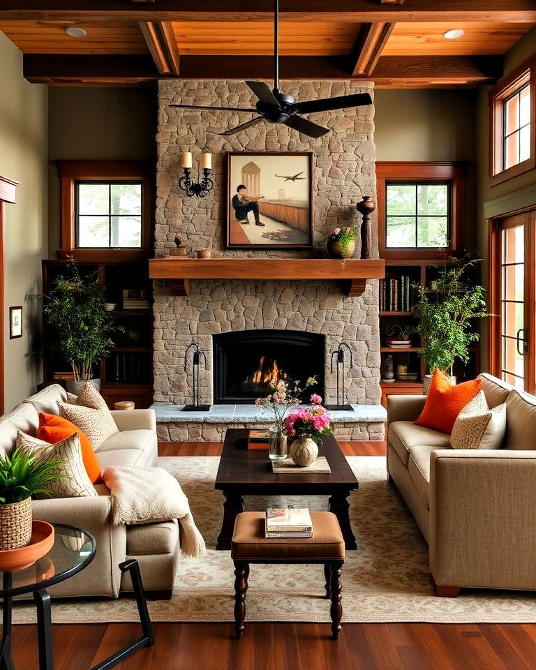elegant warm earth toned palette - 30 Craftsman Living Room Ideas
