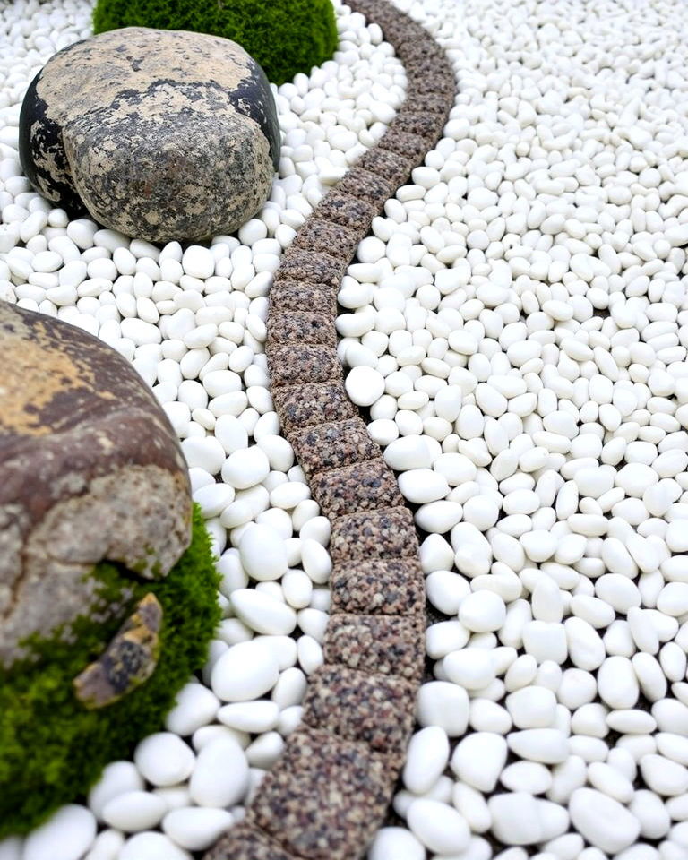 elegant white pebbles as borders - 20 Small Zen Garden Ideas