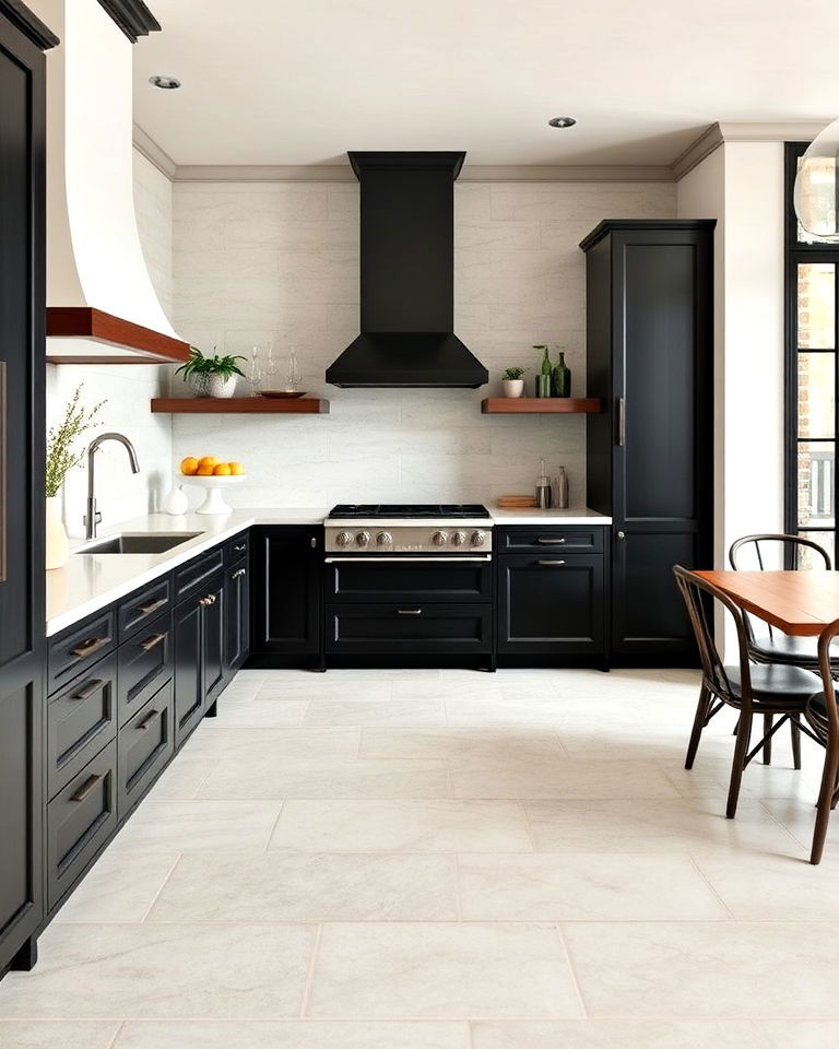 elegant white travertine floor tiles - 25 White Kitchen Floor Ideas