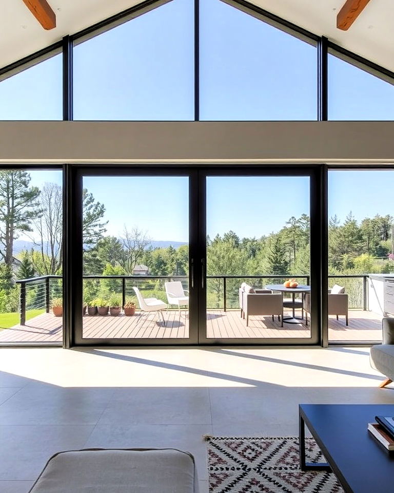 elegant wide sliding patio doors - 30 Transitional Home Exterior Ideas