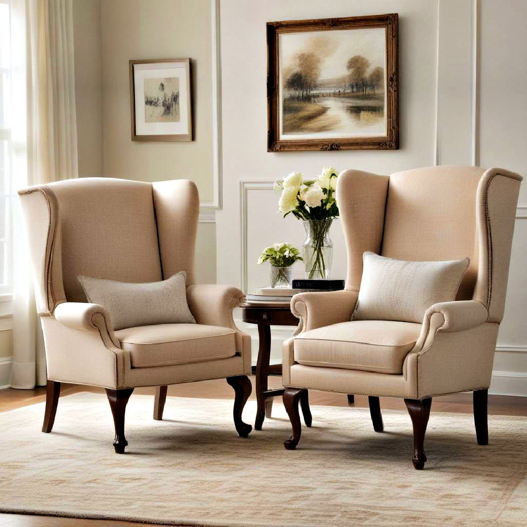 elegant wingback chairs - 25 Traditional Living Room Ideas