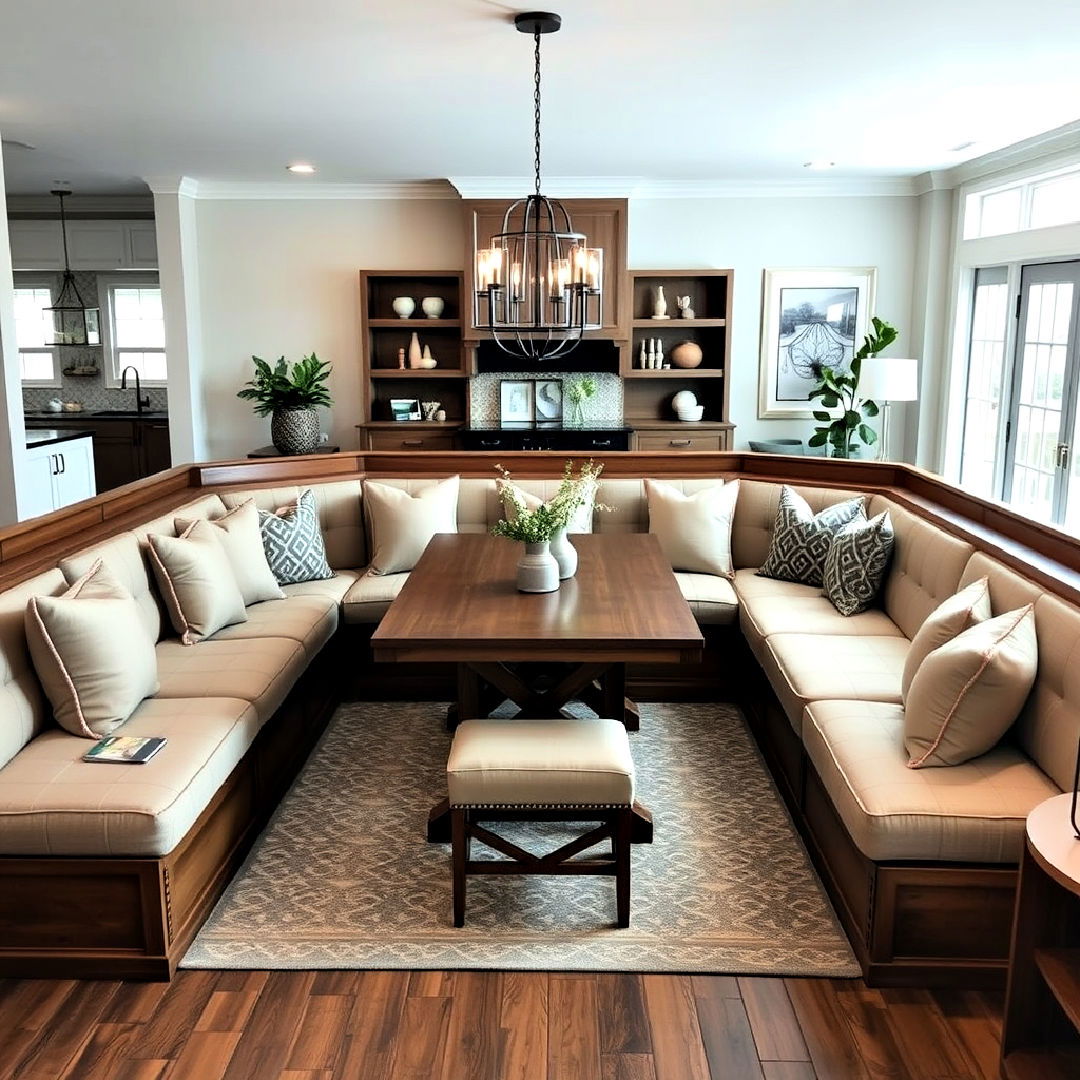 elegant wraparound banquette - 40 Banquette Seating Ideas