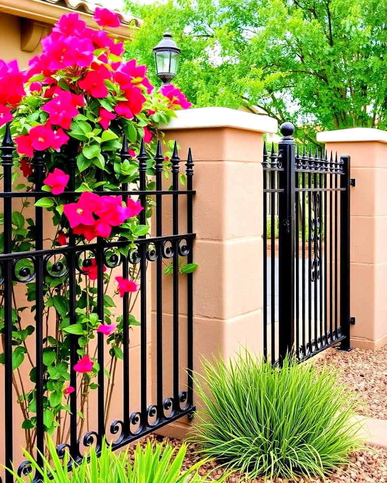 elegant wrought iron fence - 20 Southwest Landscaping Ideas for Front Yard