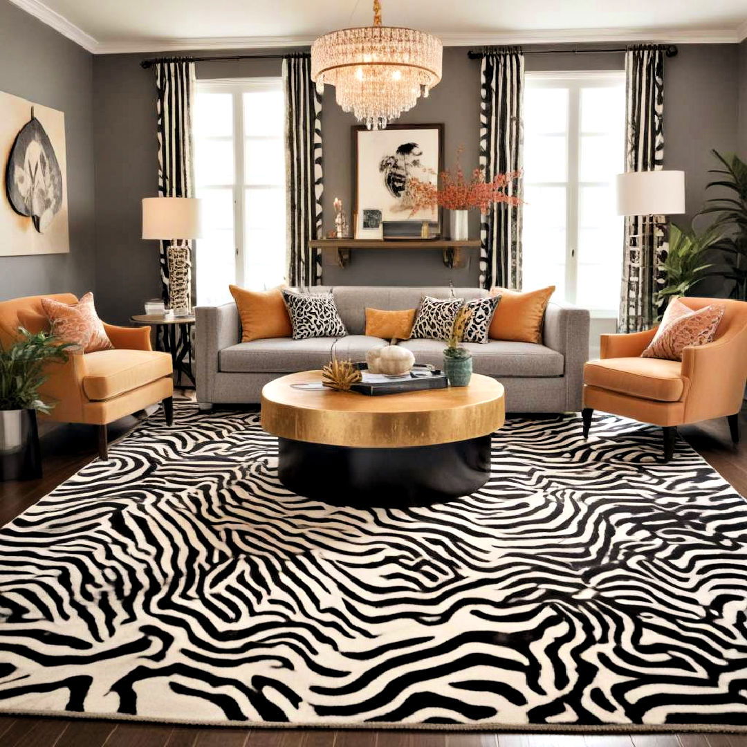 elegant zebra print accents - 25 Art Deco Living Room Ideas