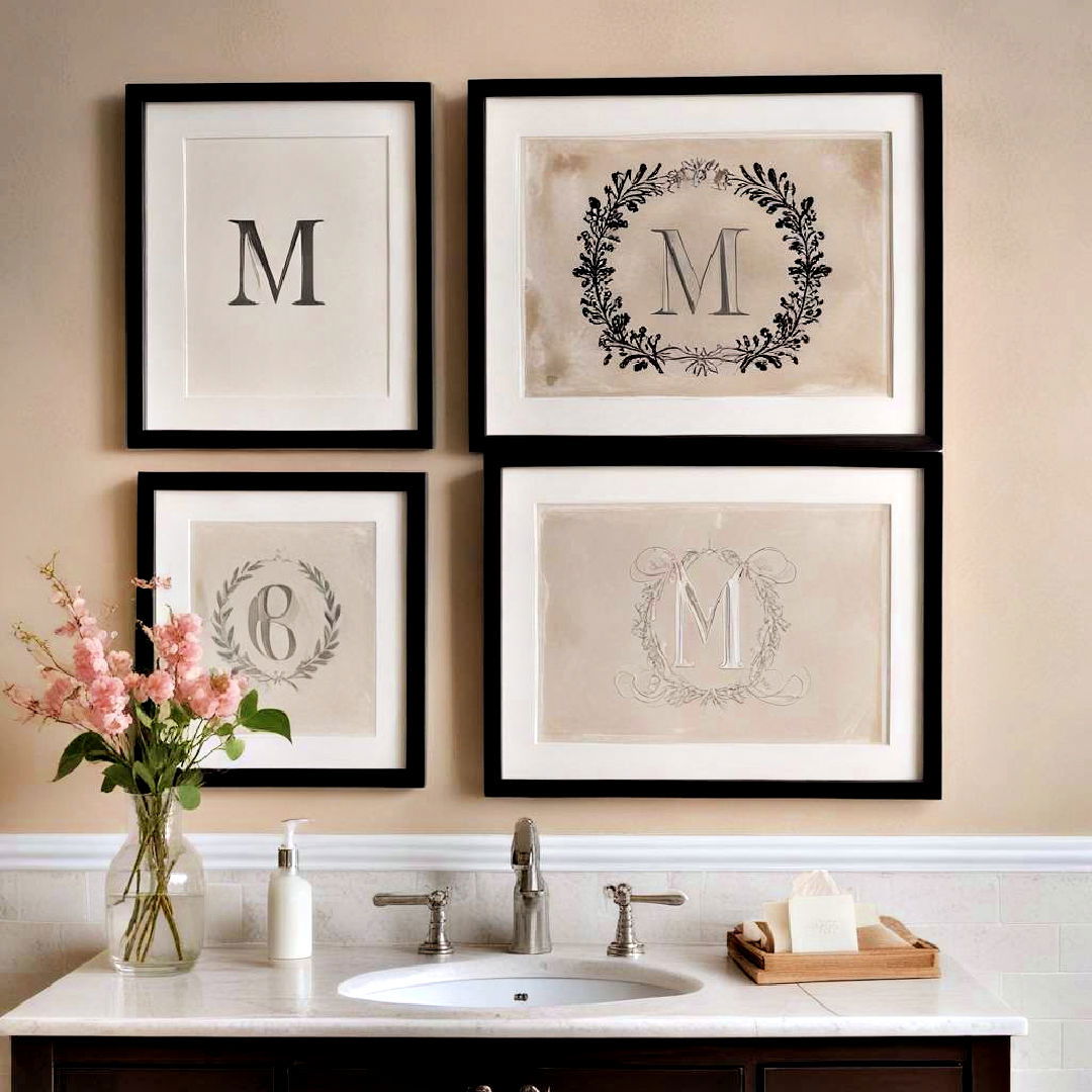elegantly designed personalized monogram - 25 Bathroom Art Ideas