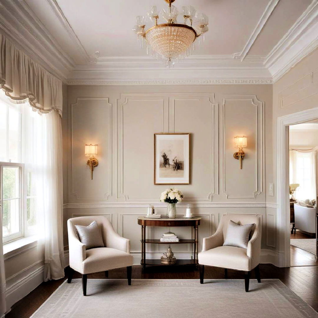 elevate walls with intricate molding - 25 Art Deco Living Room Ideas
